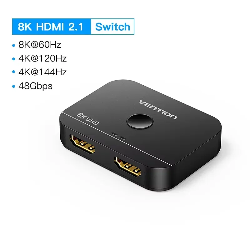 Commutateur HDMI 8K bidirectionnel 2.1 Vention, adaptateur 1x2/2x1, convertisseur de sortie 2 en 1 pour PS4/PS5, Xiaomi TV Box 9
