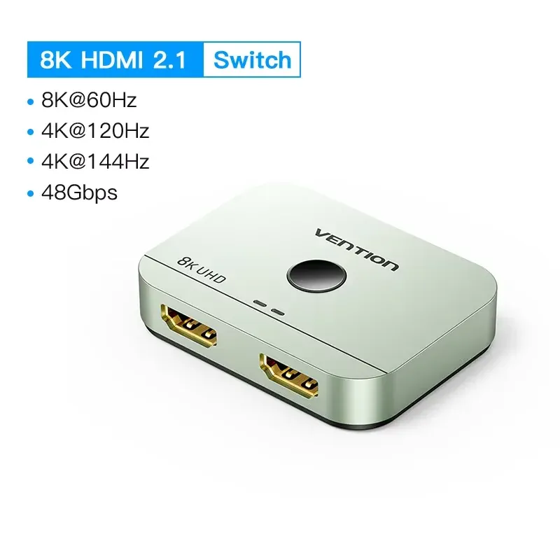 Commutateur HDMI 8K bidirectionnel 2.1 Vention, adaptateur 1x2/2x1, convertisseur de sortie 2 en 1 pour PS4/PS5, Xiaomi TV Box 8