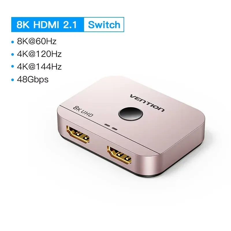 Commutateur HDMI 8K bidirectionnel 2.1 Vention, adaptateur 1x2/2x1, convertisseur de sortie 2 en 1 pour PS4/PS5, Xiaomi TV Box 7