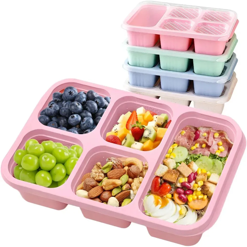 Boîte à déjeuner Bento réutilisable à 5 compartiments, compatible micro-ondes, idéale pour le travail et les voyages - Image 1