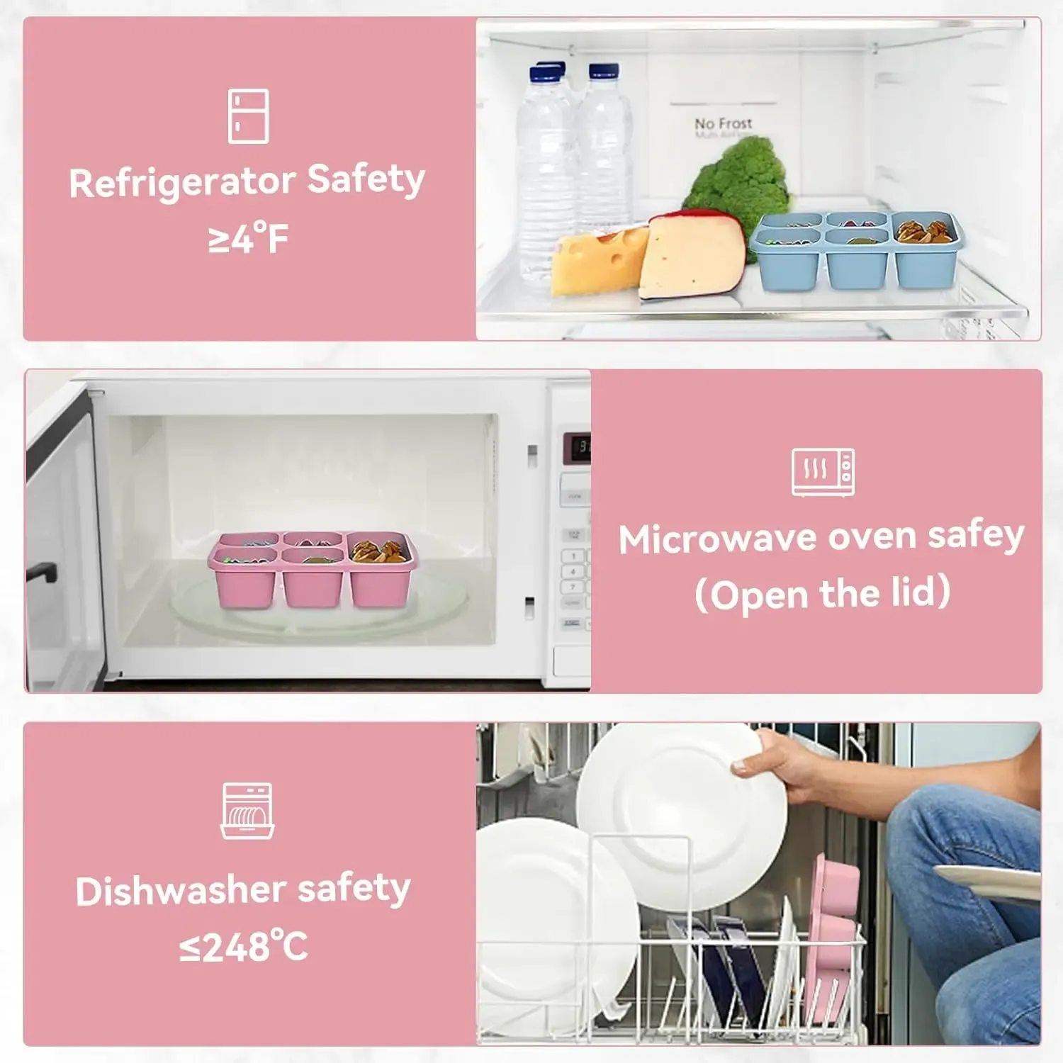 Boîte à déjeuner Bento réutilisable à 5 compartiments, compatible micro-ondes, idéale pour le travail et les voyages 4