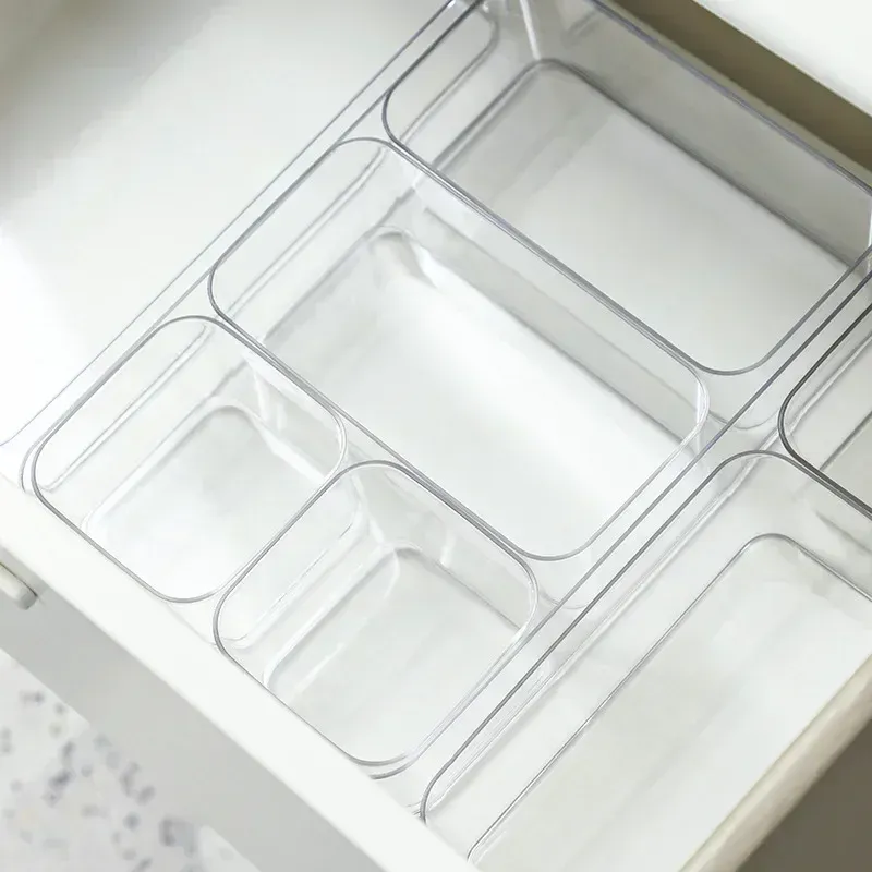 Boîte de Rangement Transparente en Plastique pour Bijoux et Maquillage