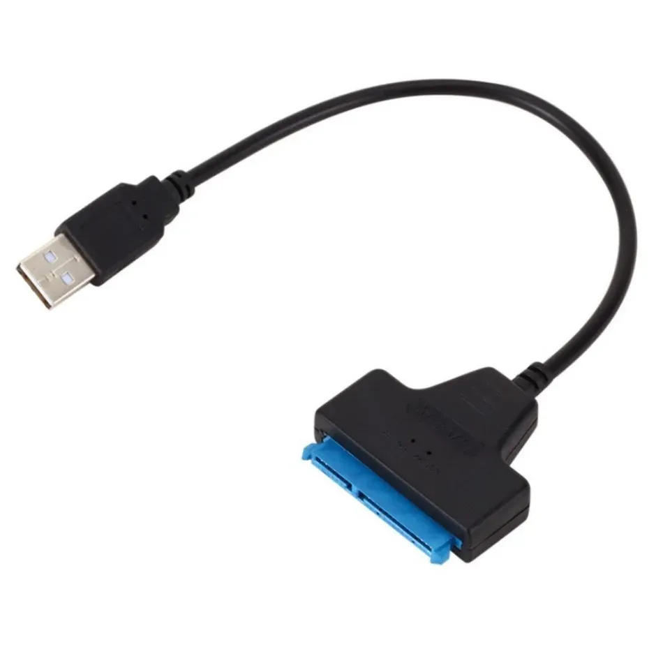 Câble adaptateur SATA USB présenté avec un disque dur