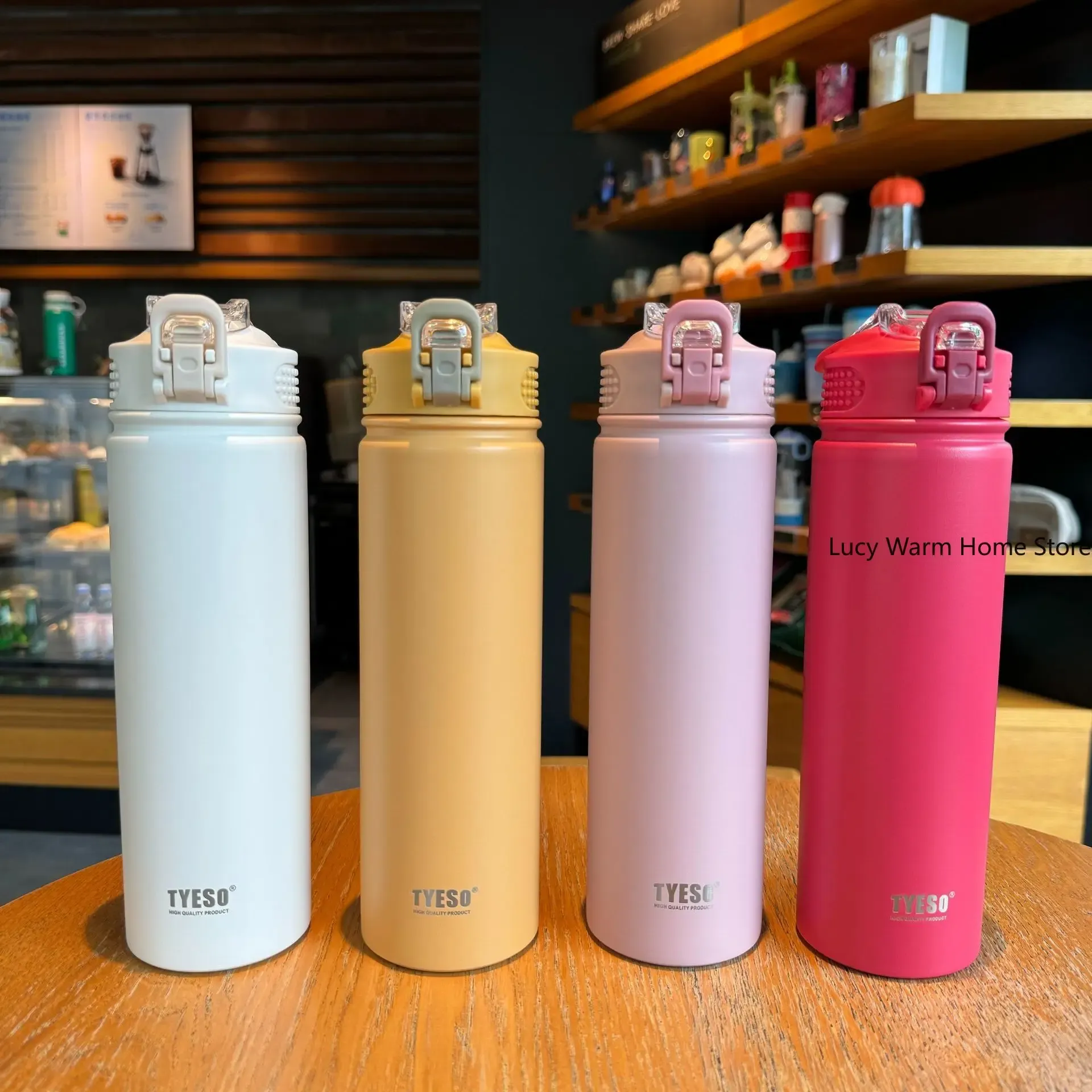 Bouteille isotherme avec paille en acier inoxydable, 750 ml / 600 ml, conserve le froid et le chaud, grande capacité, gourde thermos 2