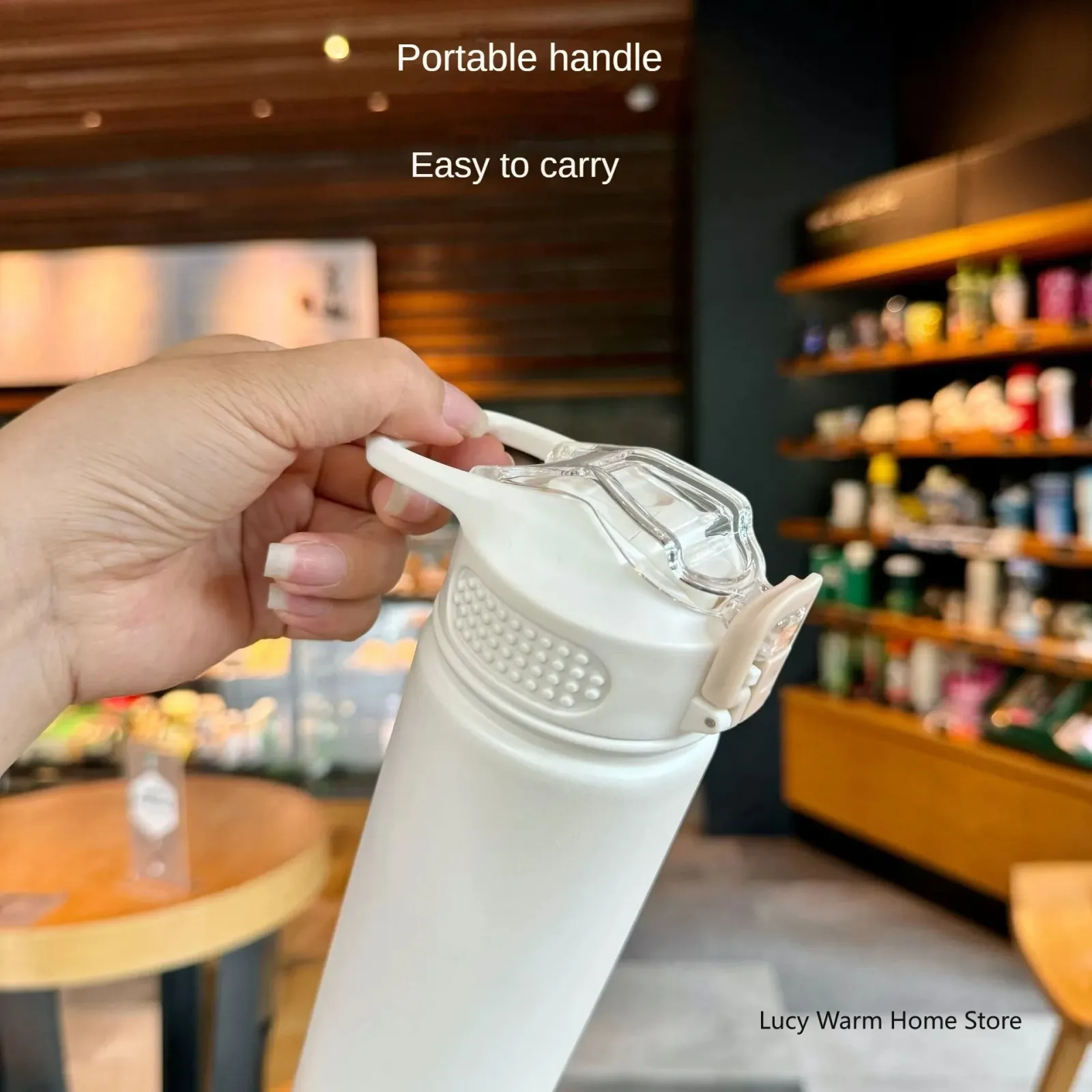 Gobelet thermos, détail du couvercle anti-fuite