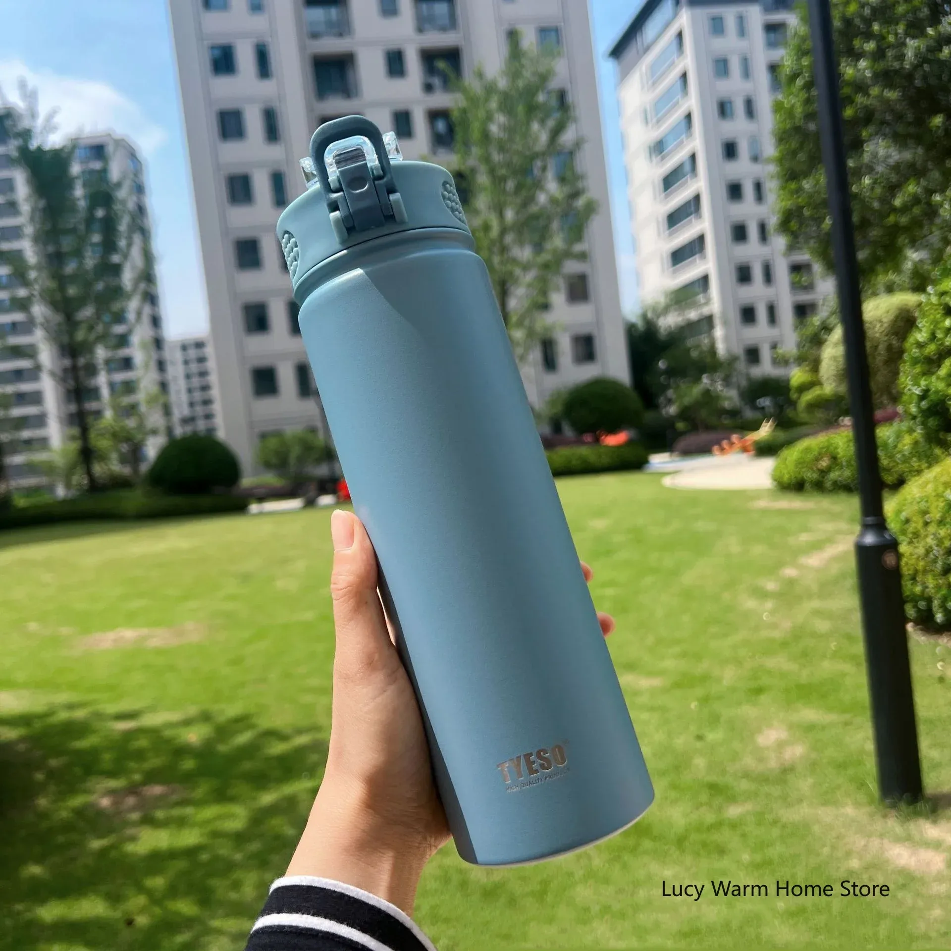 Bouteille isotherme avec paille en acier inoxydable, 750 ml / 600 ml, conserve le froid et le chaud, grande capacité, gourde thermos 14