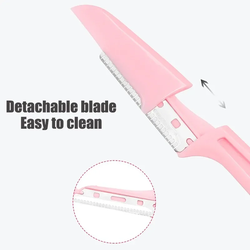 Rasoir visage pour femme avec couteau à sourcils, lames de rechange, ciseaux et outils de beauté professionnels 4