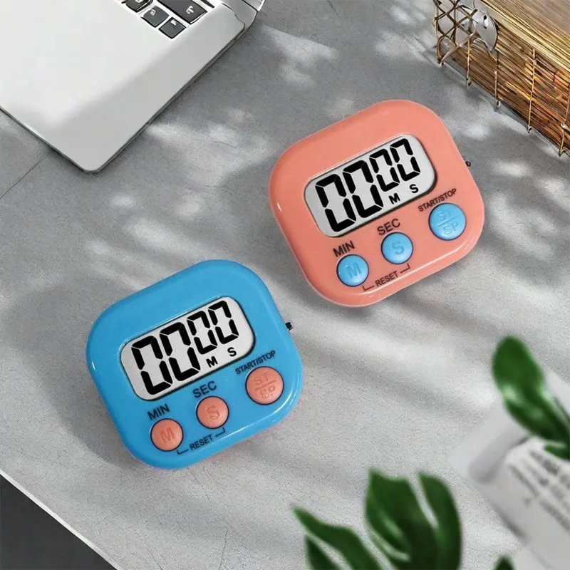 Minuterie de cuisine magnétique à écran LCD – Chronomètre numérique à compte progressif et décroissant, avec alarme, pour la cuisine, la pâtisserie, le sport et la douche 2