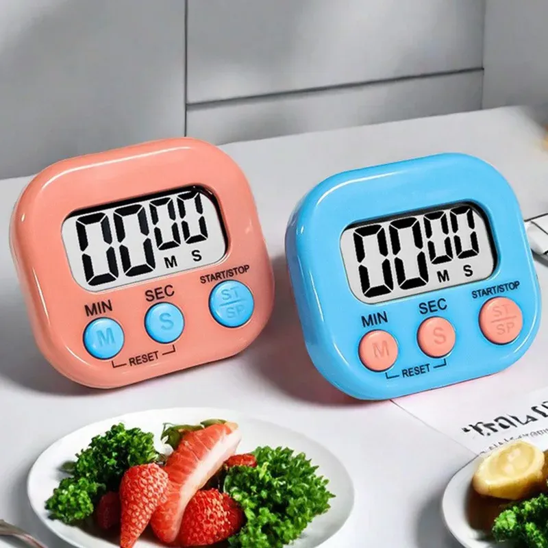 Minuterie de cuisine magnétique à écran LCD – Chronomètre numérique à compte progressif et décroissant, avec alarme, pour la cuisine, la pâtisserie, le sport et la douche 5