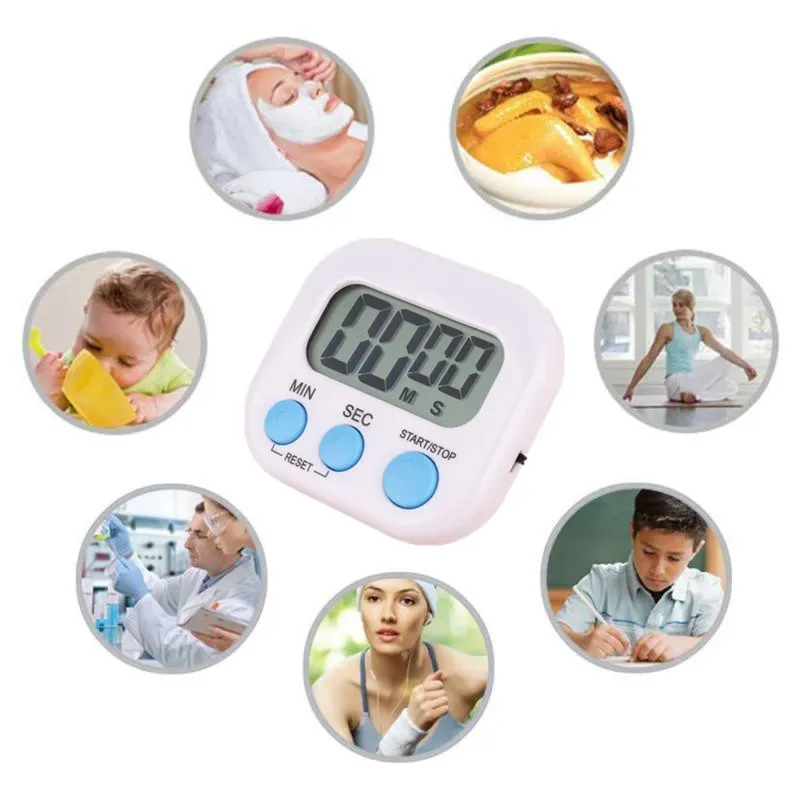Minuterie de cuisine LCD magnétique, support escamotable
