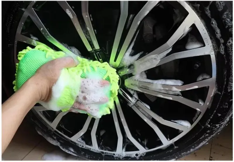 Éponge de lavage pour voiture en microfibre, brosse de nettoyage et de detailing automobile, serviette et gants de lavage auto 2