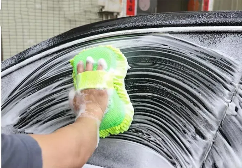 Éponge de lavage pour voiture en microfibre, brosse de nettoyage et de detailing automobile, serviette et gants de lavage auto 5