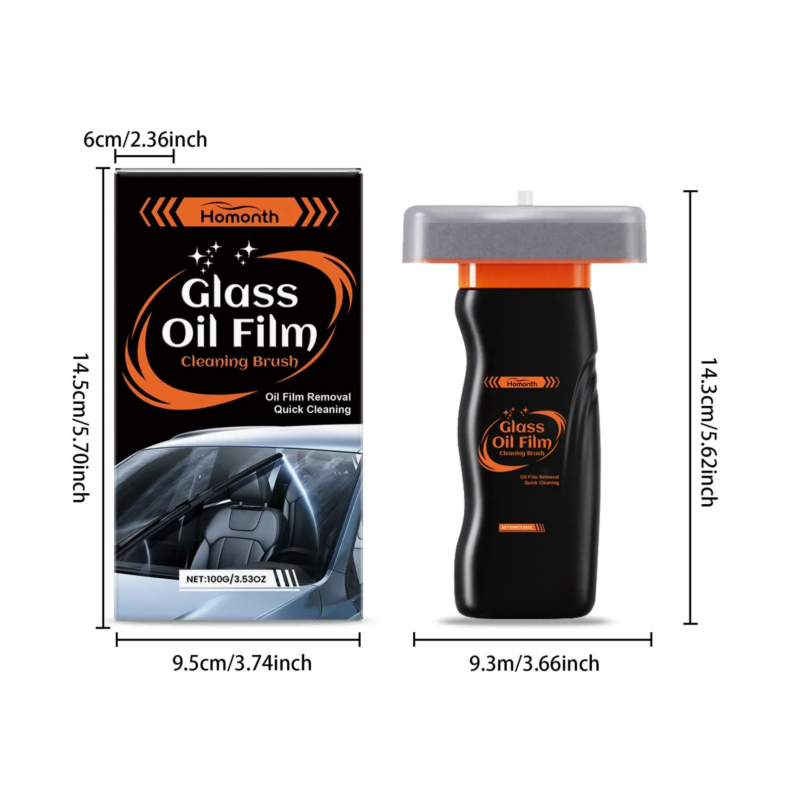 Nettoyant pour vitres de voiture en situation d'utilisation