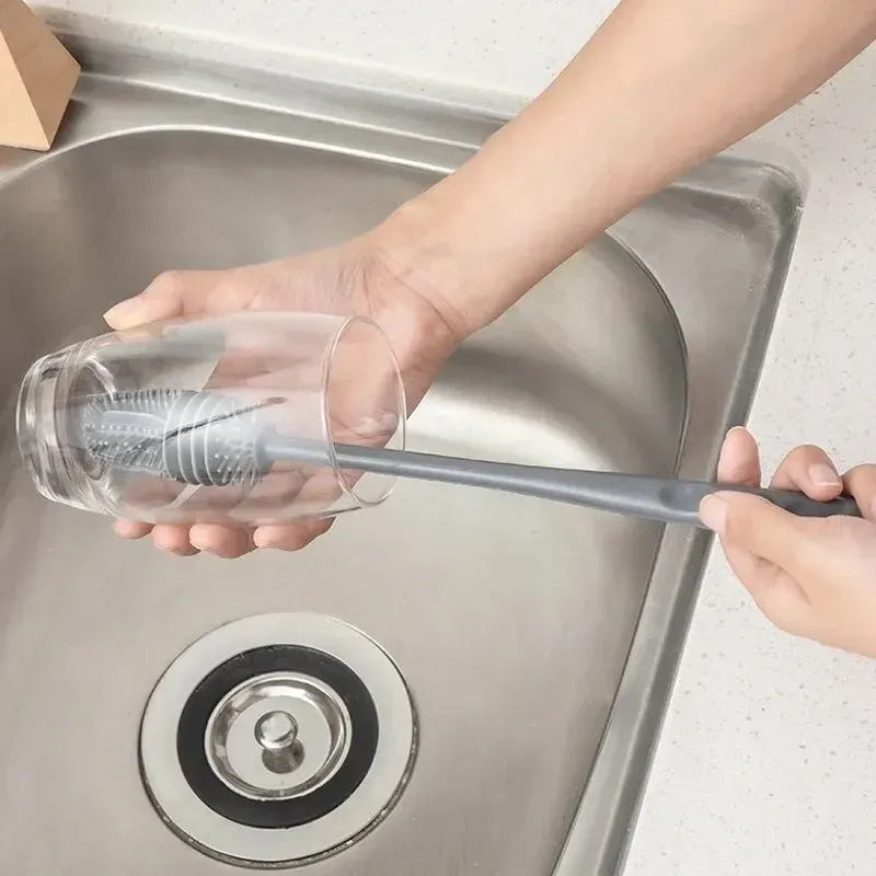 Brosse de nettoyage de bouteilles en silicone à long manche 3