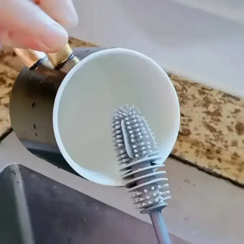 Brosse de nettoyage de bouteilles en silicone à long manche 5