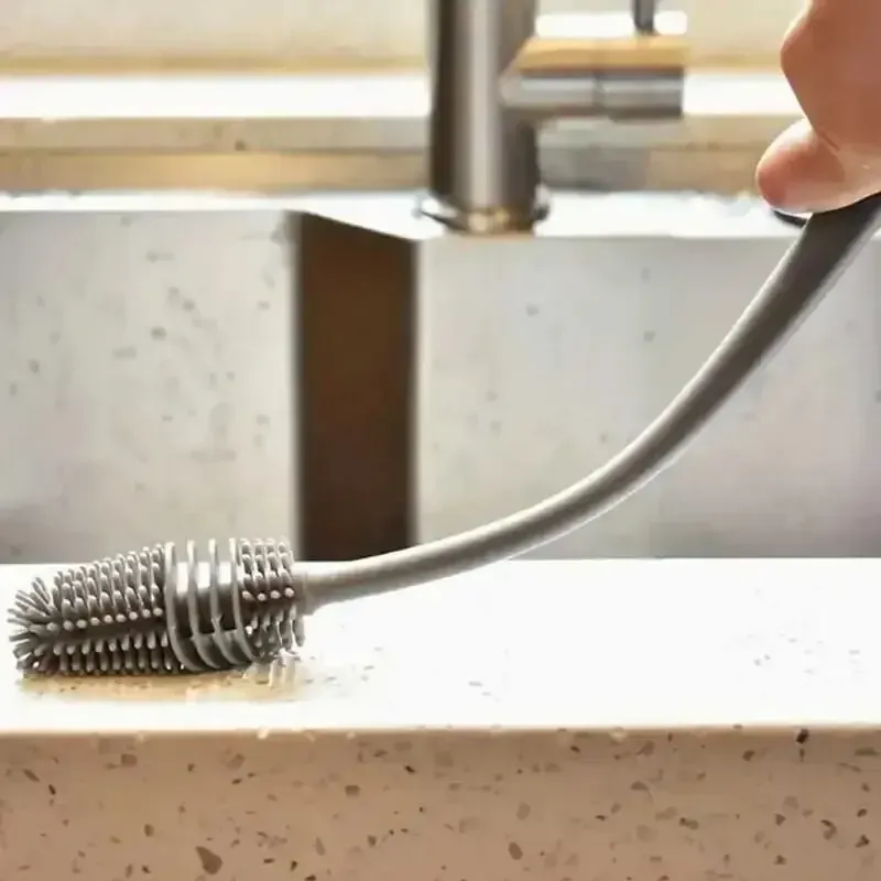 Brosse de nettoyage de bouteilles en silicone à long manche 6