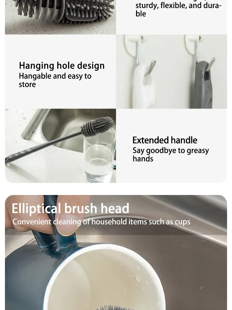 Brosse de nettoyage en silicone, détails du produit