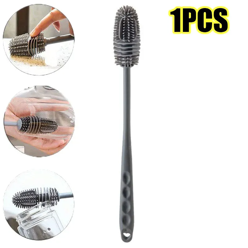 Brosse de nettoyage de bouteilles en silicone à long manche 8