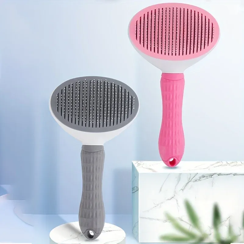 Peigne d'épilation automatique à un bouton pour chiens et chats, avec brosse flottante 3