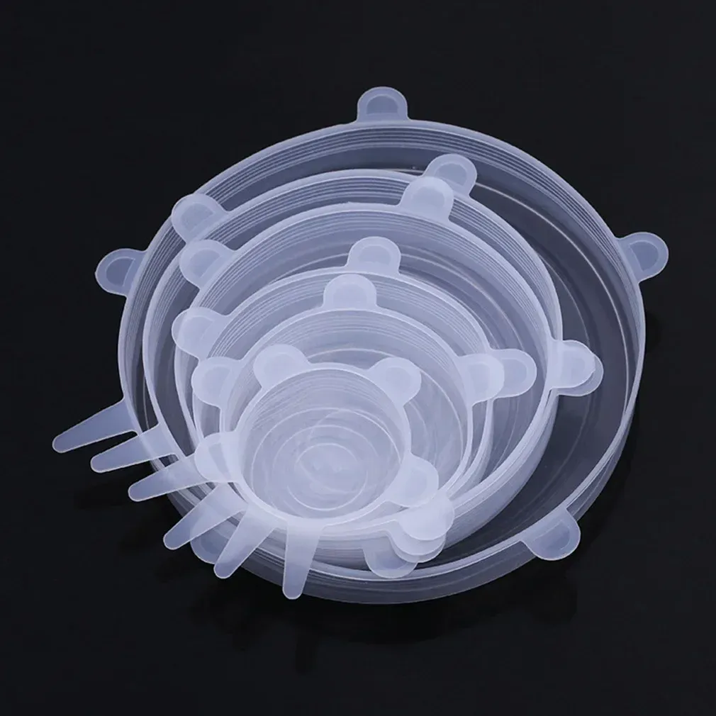 Couvercles extensibles réutilisables en silicone pour la conservation des aliments, multifonctionnels, pour bols, fruits et légumes, motif Smiley, couvercle d'étanchéité, lot de 6 10