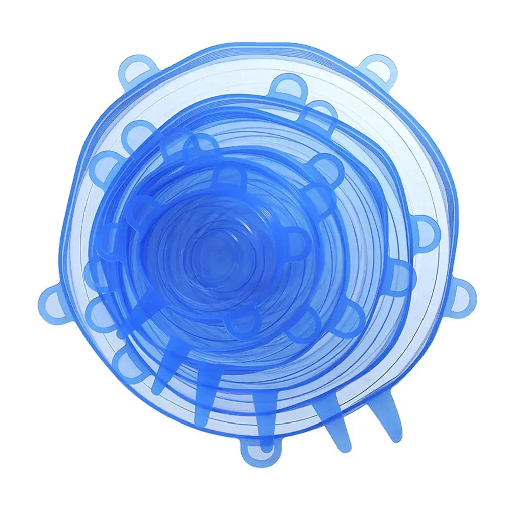 Couvercles extensibles réutilisables en silicone pour la conservation des aliments, multifonctionnels, pour bols, fruits et légumes, motif Smiley, couvercle d'étanchéité, lot de 6 9