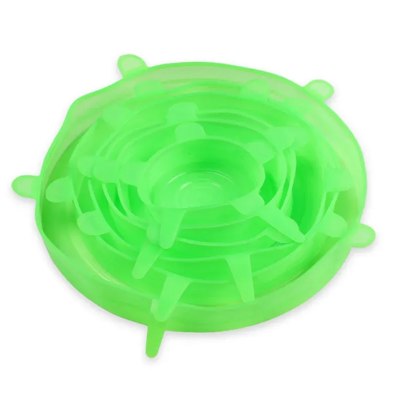 Couvercles extensibles réutilisables en silicone pour la conservation des aliments, multifonctionnels, pour bols, fruits et légumes, motif Smiley, couvercle d'étanchéité, lot de 6 11