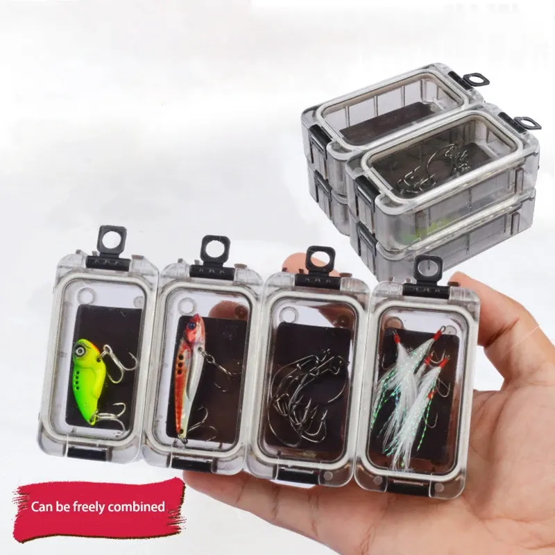 Boîte de rangement étanche et scellée pour accessoires de pêche, leurres et petits outils, avec compartiments modulables, format mini