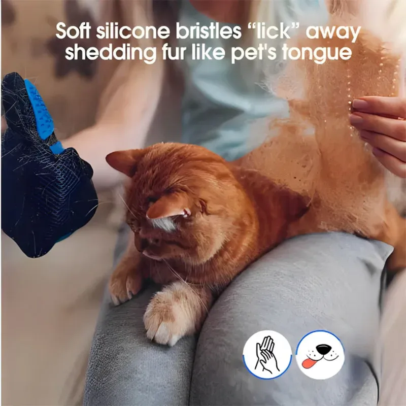Gant de toilettage pour chien et chat, brosse de massage anti-poils 3