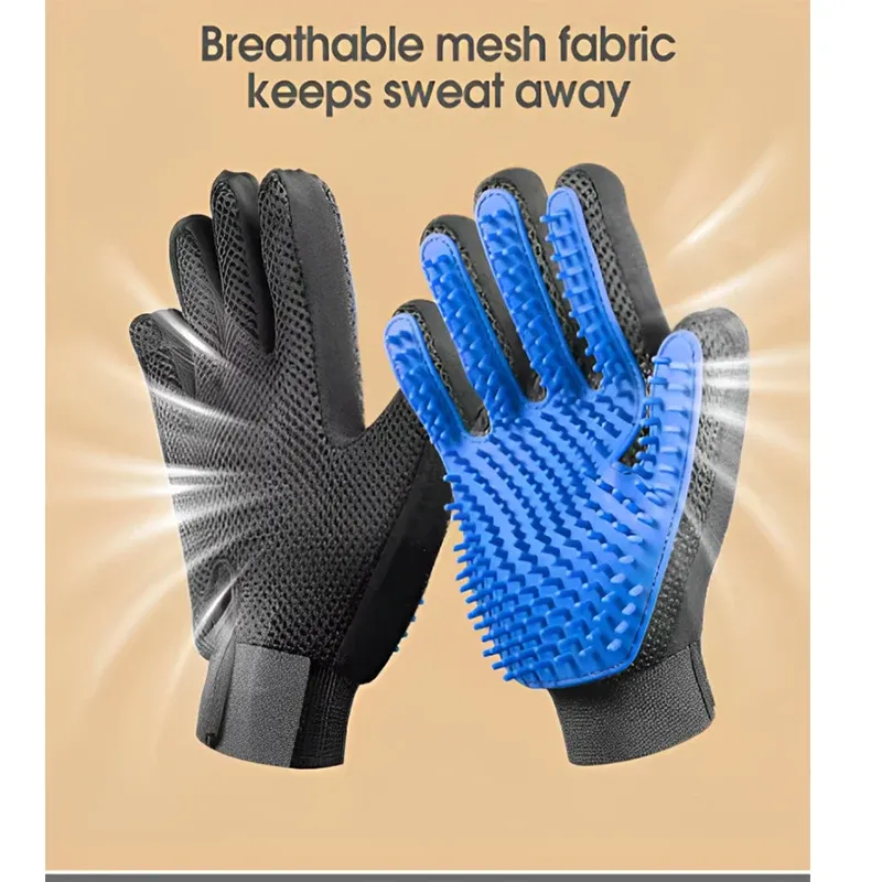 Gant de toilettage pour chien et chat, brosse de massage anti-poils 4