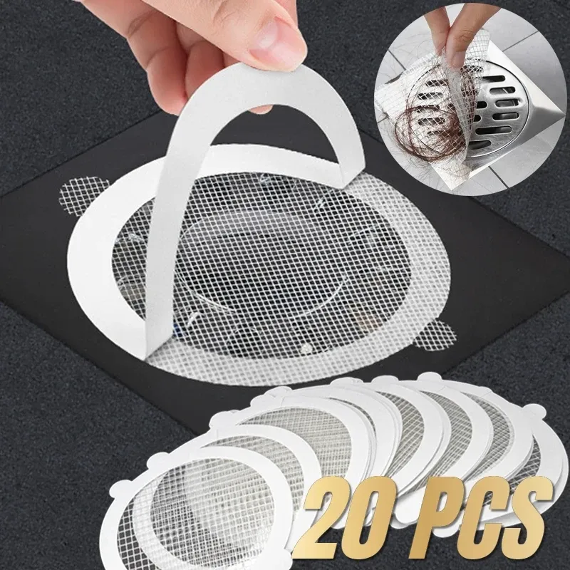 Lot de 10 à 50 filtres ronds jetables en maille adhésive pour drain de douche