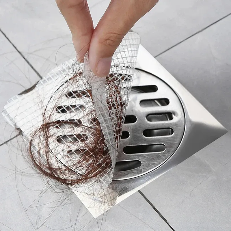 Lot de 10 à 50 filtres ronds jetables en maille adhésive pour drain de douche 2