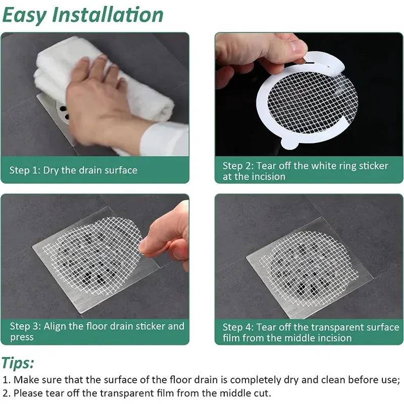 Lot de 10 à 50 filtres ronds jetables en maille adhésive pour drain de douche 5