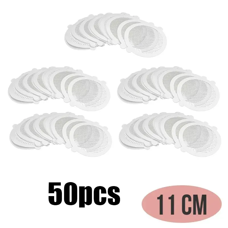 Lot de 10 à 50 filtres ronds jetables en maille adhésive pour drain de douche 9