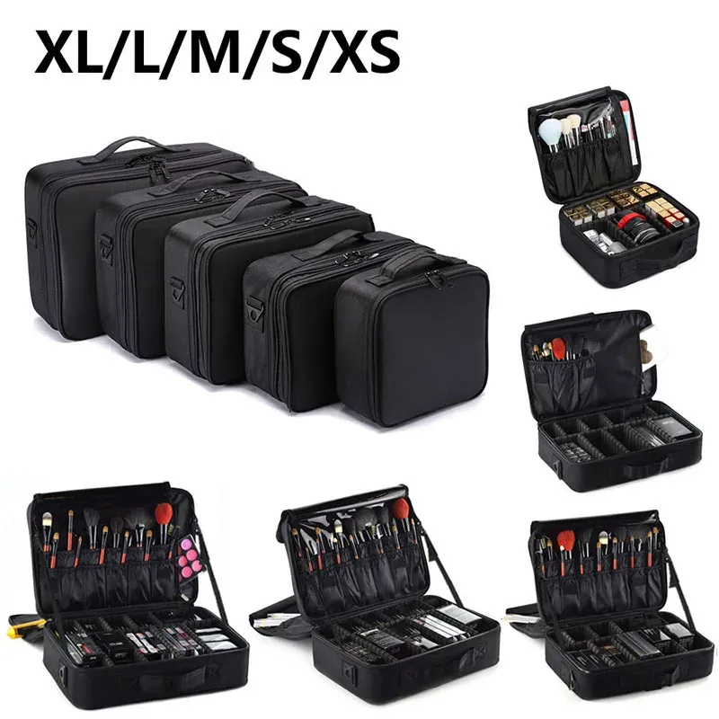 Trousse de maquillage professionnelle pour femme, grande capacité, idéale pour le voyage, organisateur de cosmétiques pour soins des ongles et maquillage - Image 1