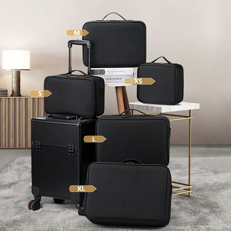 Trousse de maquillage professionnelle pour femme, grande capacité, idéale pour le voyage, organisateur de cosmétiques pour soins des ongles et maquillage 6