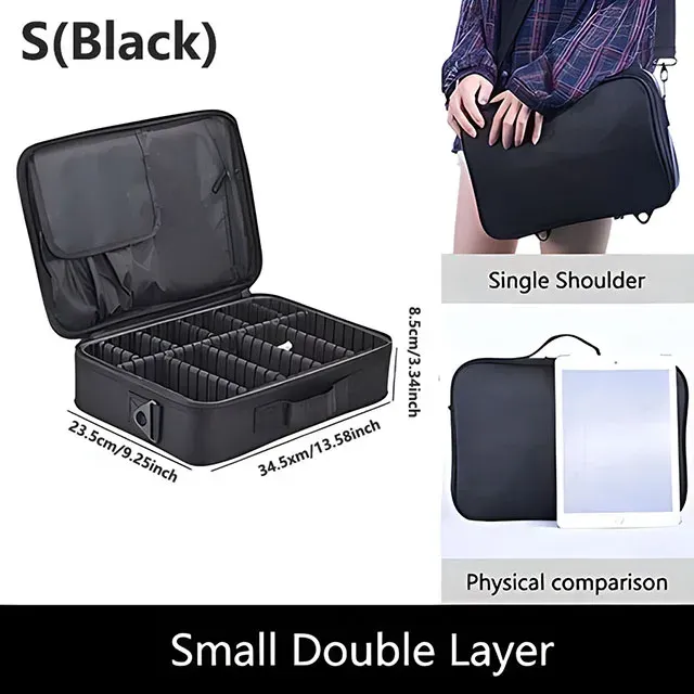 Trousse de maquillage professionnelle pour femme, grande capacité, idéale pour le voyage, organisateur de cosmétiques pour soins des ongles et maquillage 18