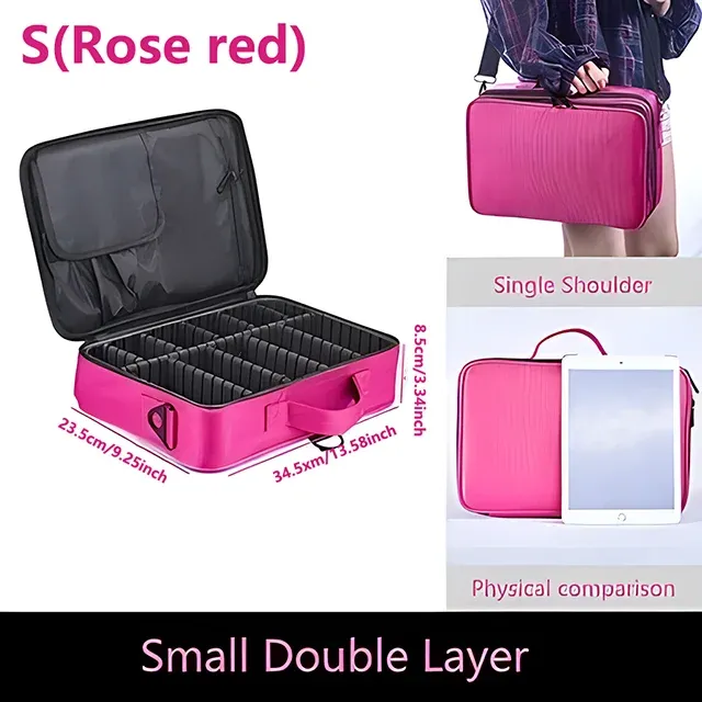 Trousse de maquillage professionnelle pour femme, grande capacité, idéale pour le voyage, organisateur de cosmétiques pour soins des ongles et maquillage 17
