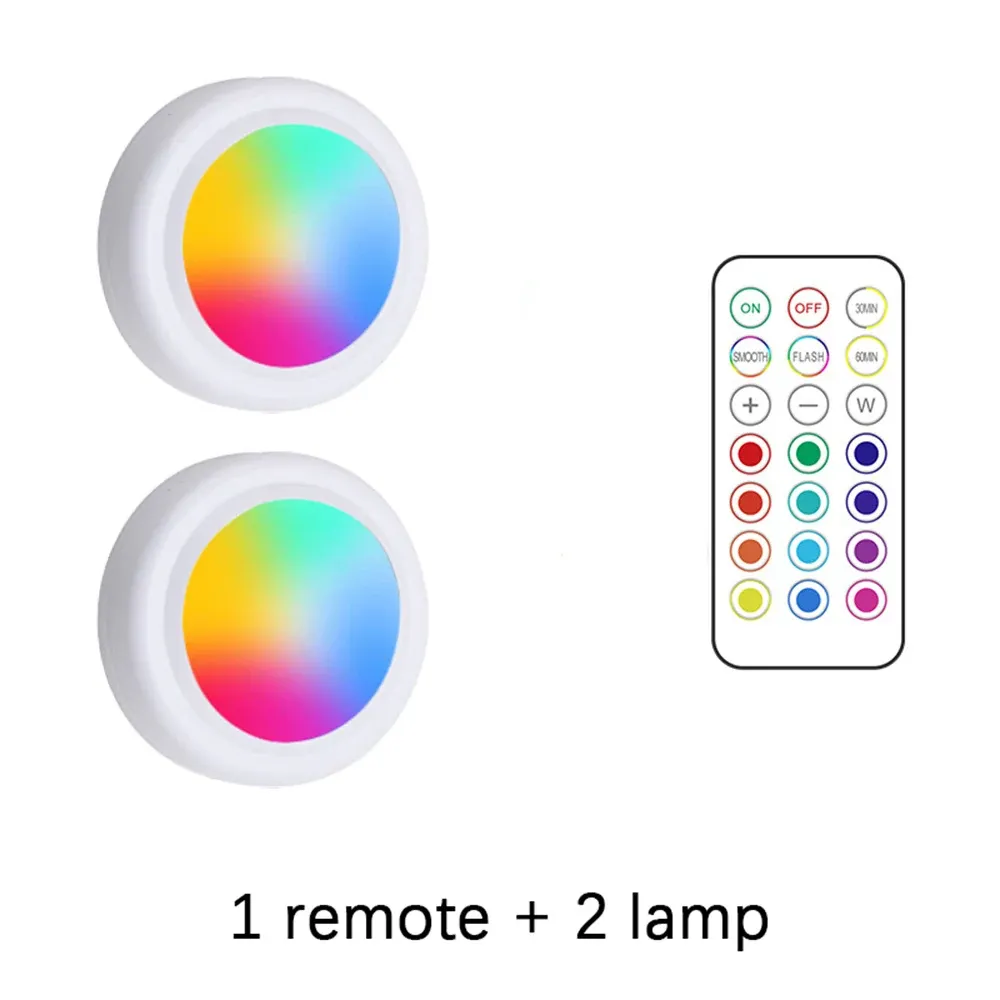 Lumières LED sous-meuble RVB sans fil avec télécommande, intensité variable, pour garde-robe, chambre à coucher et cuisine 7