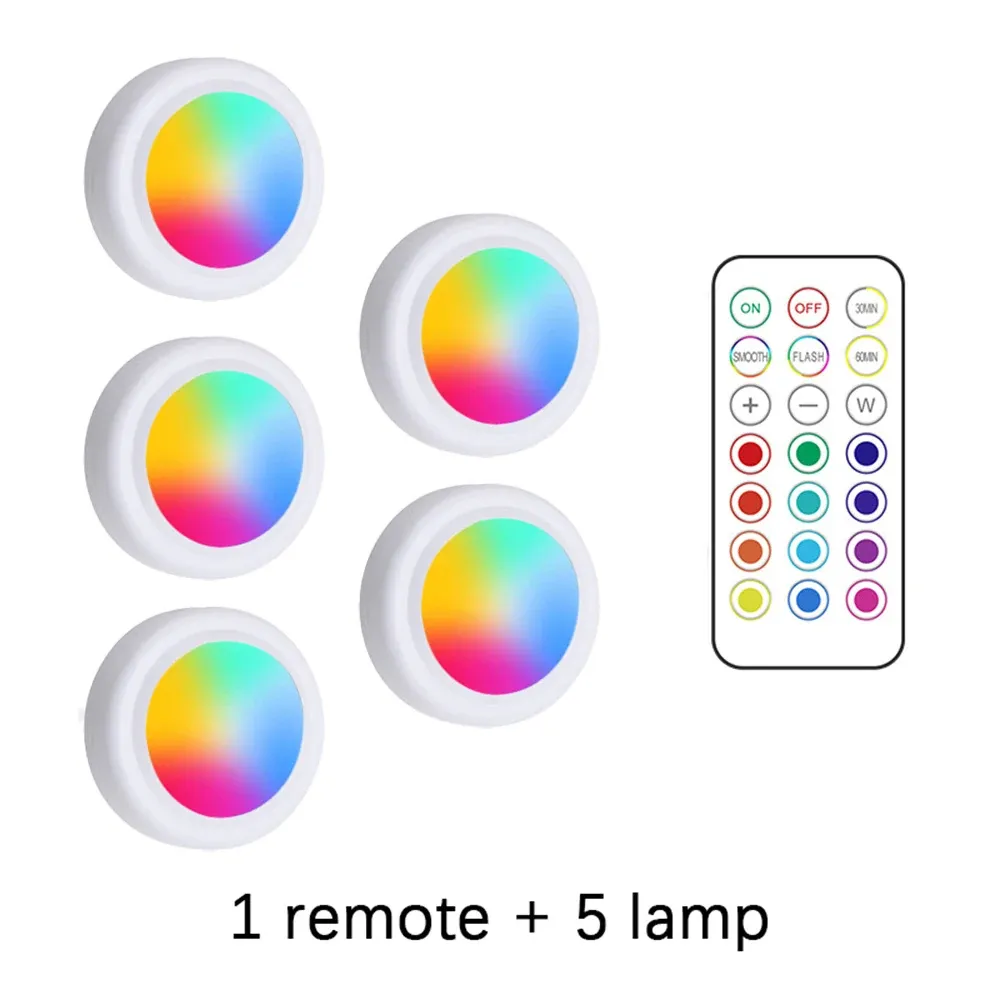 Lumières LED sous-meuble RVB sans fil avec télécommande, intensité variable, pour garde-robe, chambre à coucher et cuisine 12