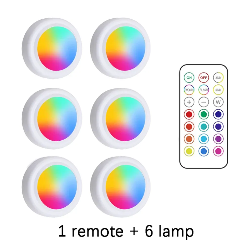 Lumières LED sous-meuble RVB sans fil avec télécommande, intensité variable, pour garde-robe, chambre à coucher et cuisine 11