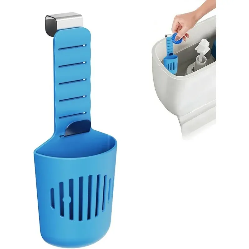 Panier de nettoyage en silicone pour réservoir de toilettes - Support suspendu réglable pour pastilles à libération lente, sans rouille 8