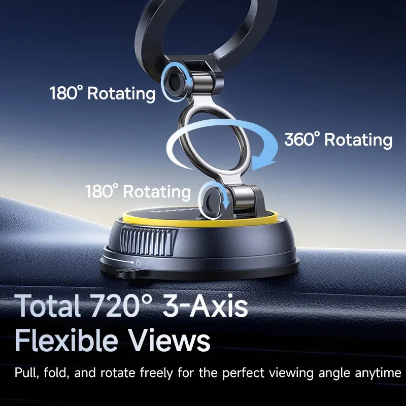 Support magnétique pour téléphone de voiture à ventouse Baseus, rotation à 360°, compatible iPhone, Samsung et Xiaomi 2