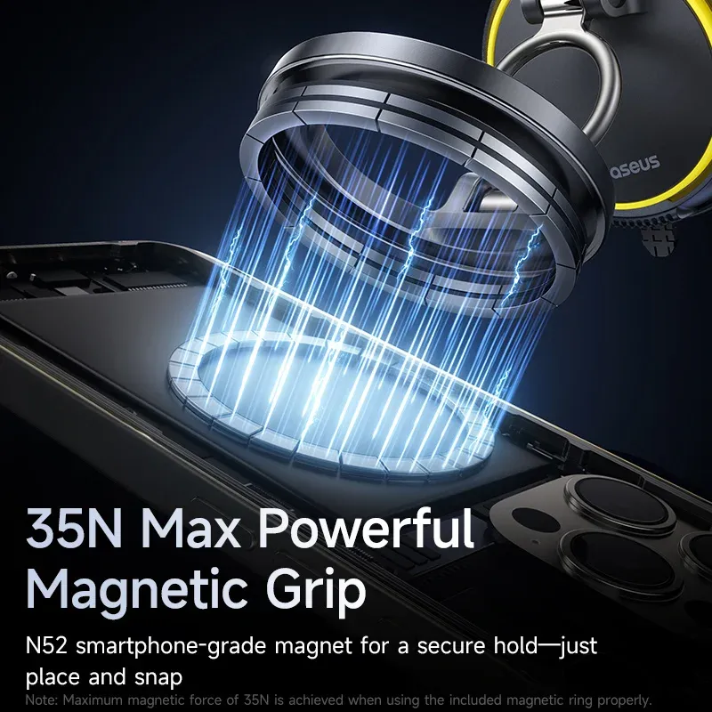 Support magnétique pour téléphone de voiture à ventouse Baseus, rotation à 360°, compatible iPhone, Samsung et Xiaomi 4