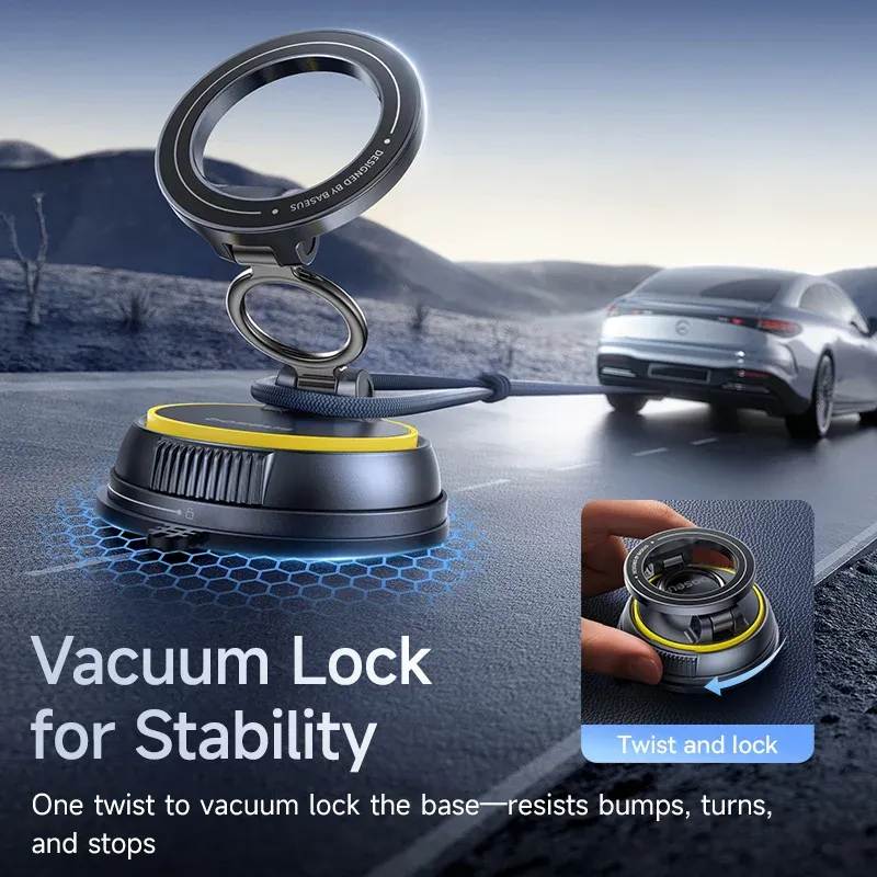 Support magnétique pour téléphone de voiture à ventouse Baseus, rotation à 360°, compatible iPhone, Samsung et Xiaomi 5