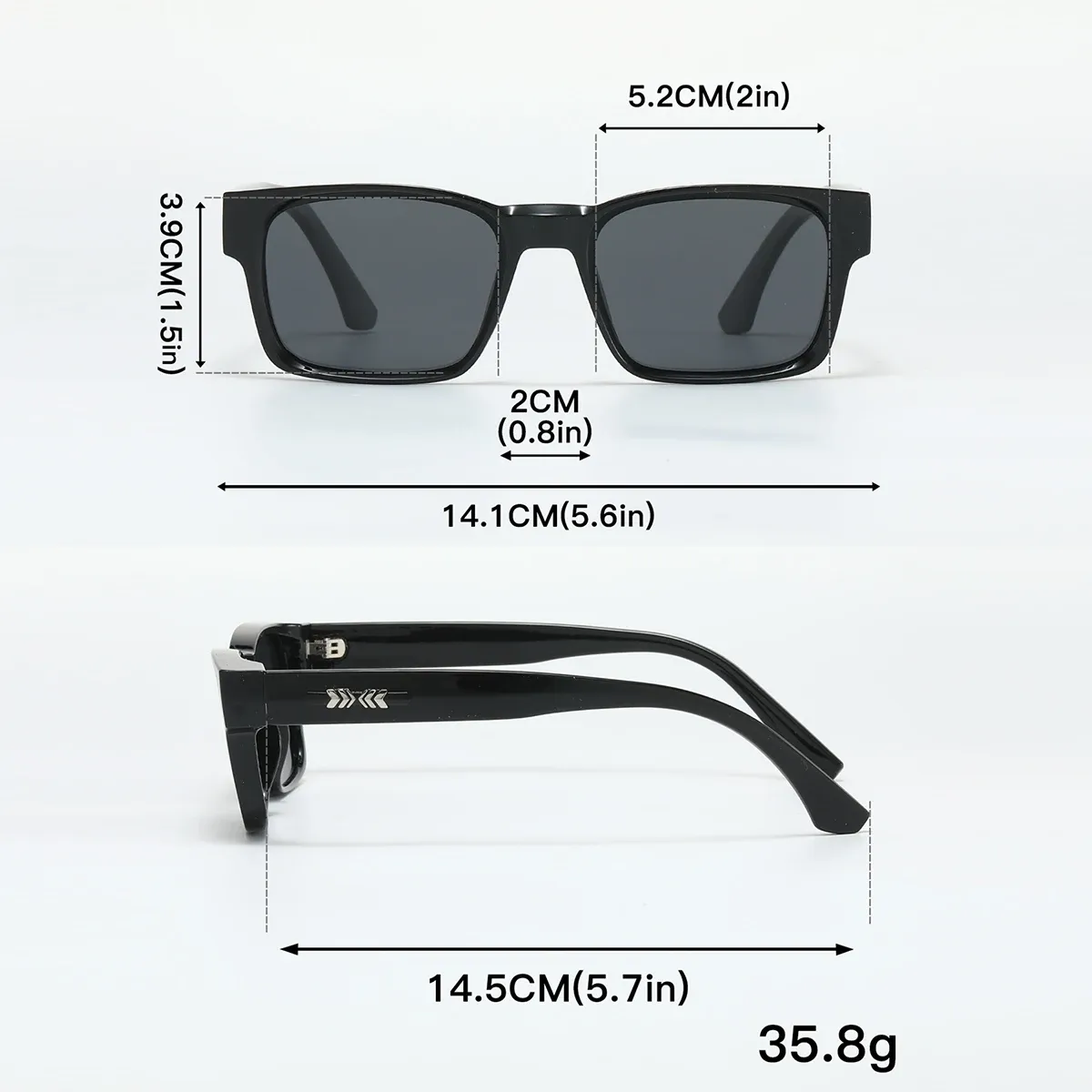 Lunettes de soleil carrées unisexes