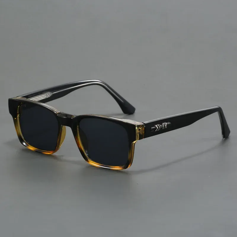 Lunettes de soleil carrées polarisées pour hommes, monture métallique unisexe, protection UV400 7