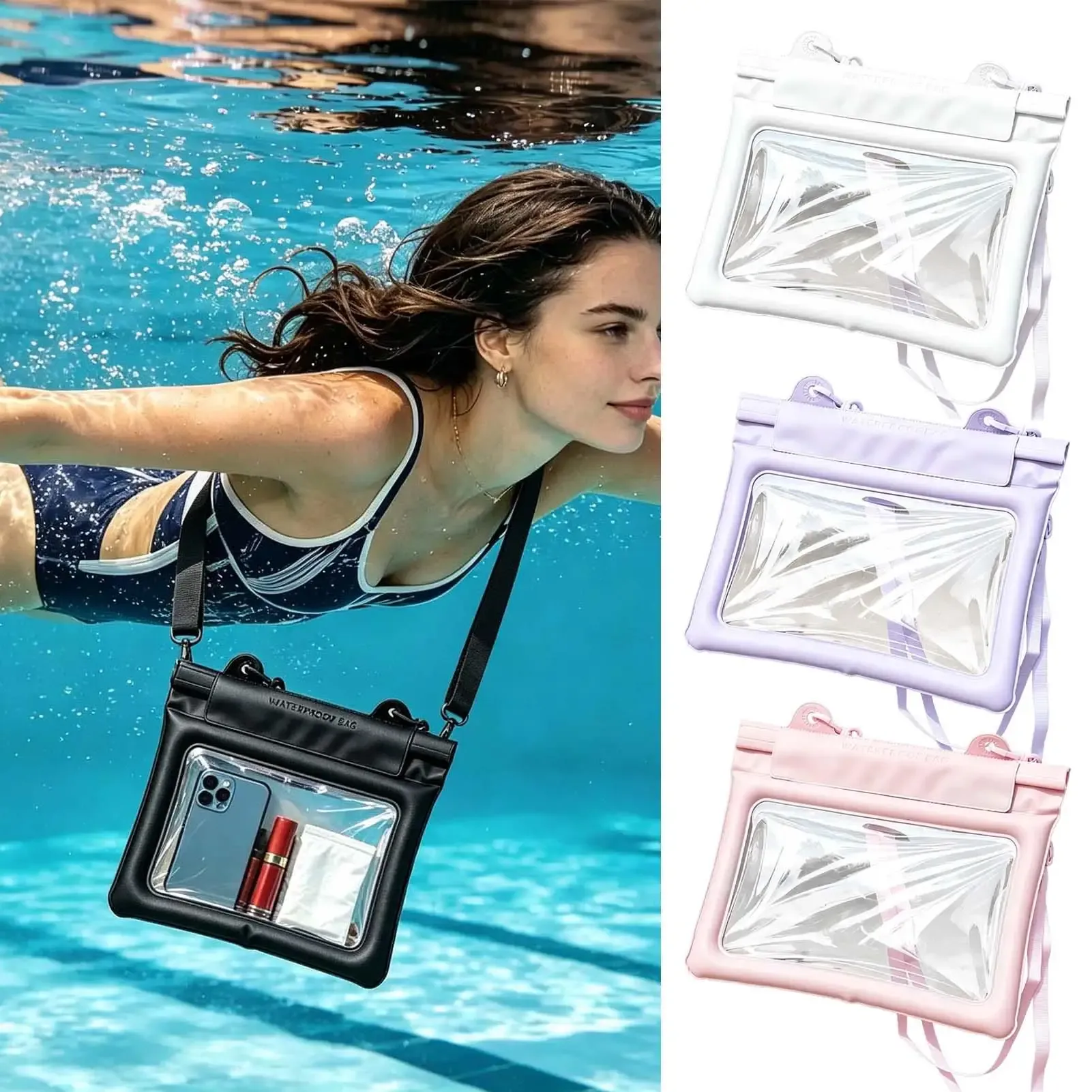 Sac étanche flottant pour téléphone avec écran tactile, idéal pour la natation, la plongée et la plage 5
