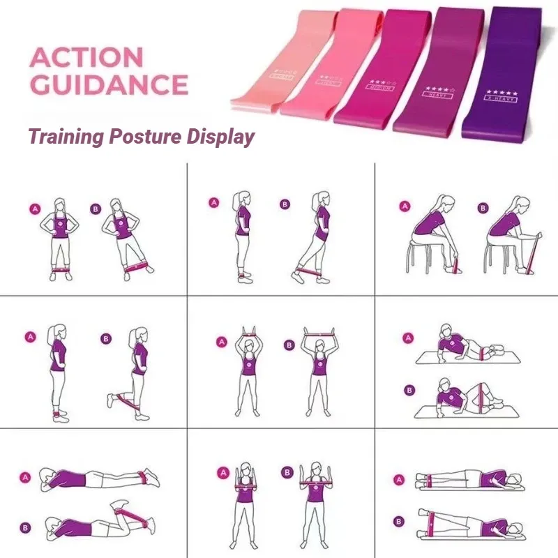 Ensemble de bandes de résistance en latex pour l'entraînement musculaire, le yoga et le fitness, à la maison et en voyage 5