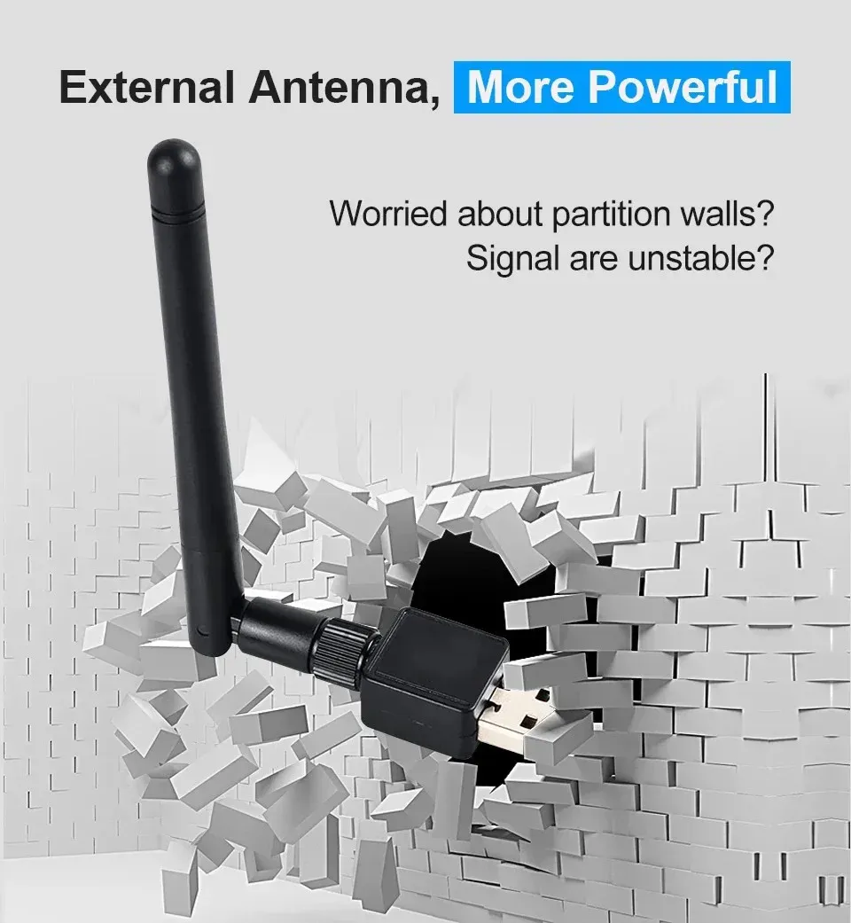 Adaptateur USB Wi-Fi 150 Mbps – Mini carte réseau sans fil 2,4 GHz 802.11b/g/n/ac pour PC 3