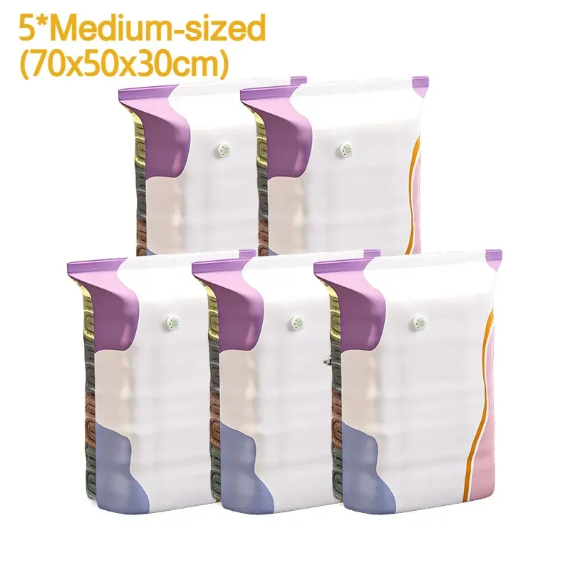 Sacs de compression sous vide 3D sans pompe, épais et hermétiques, pour le rangement des couettes et vêtements, gain de place idéal pour la maison et les voyages 8